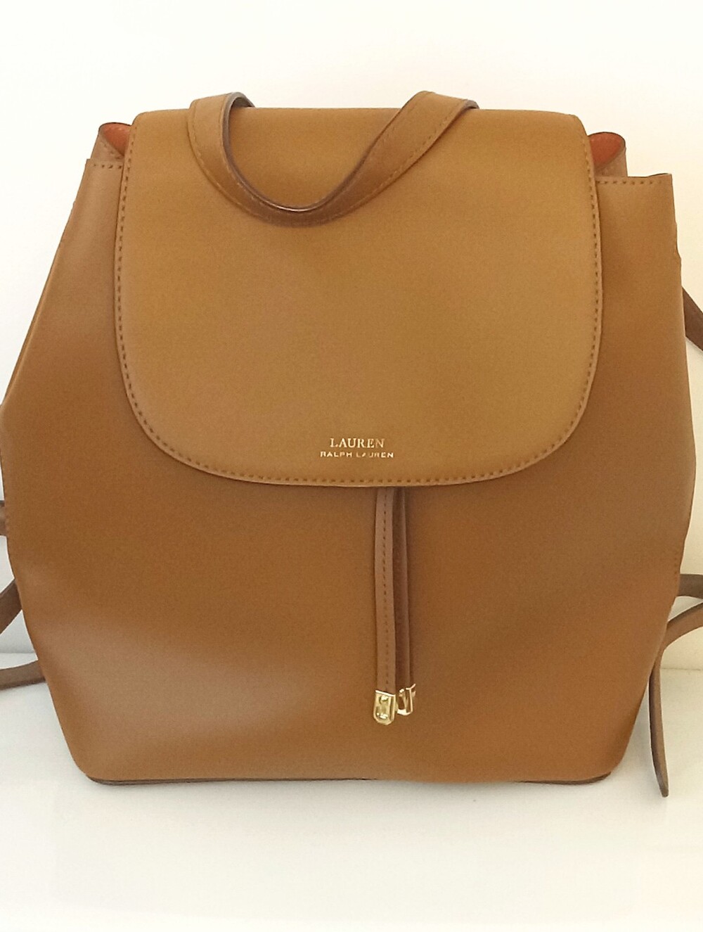 Ralph Lauren Women's Leather Backpack Tan Gold Hardware NWOT